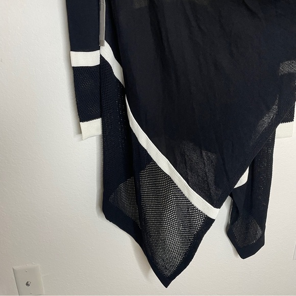 NWT Tonia Debellis Black and White Waterfall Cardigan Open Front Size S - Picture 3 of 13